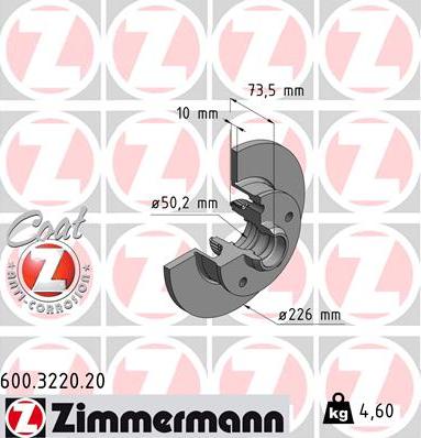 Zimmermann 600.3220.20 - Bremžu diski ps1.lv