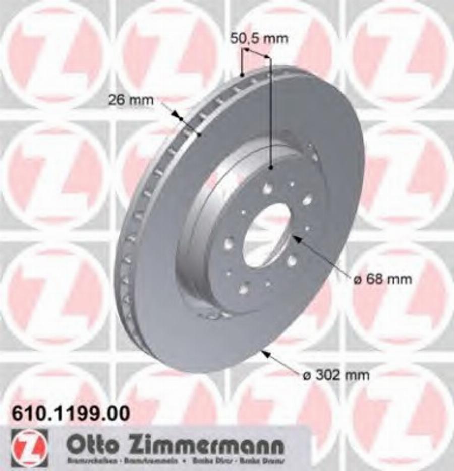 Zimmermann 610 1199 00 - Bremžu diski ps1.lv