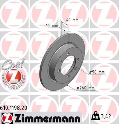 Zimmermann 610.1198.20 - Bremžu diski ps1.lv