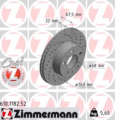 Zimmermann 610.1182.52 - Bremžu diski ps1.lv