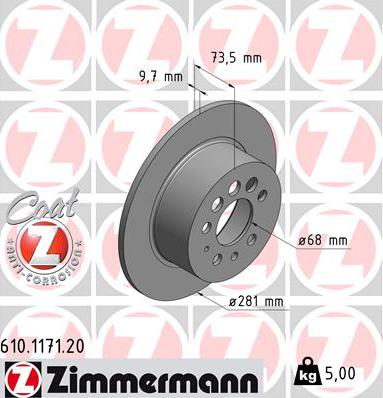 Zimmermann 610.1171.20 - Bremžu diski ps1.lv