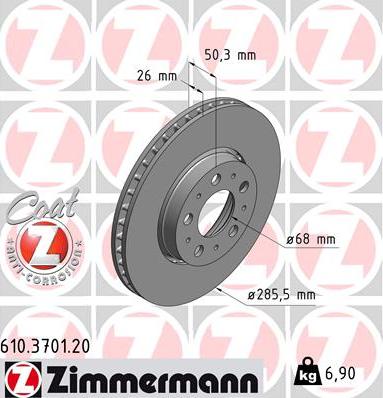 Zimmermann 610.3701.20 - Bremžu diski ps1.lv