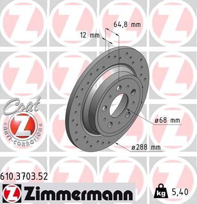 Zimmermann 610.3703.52 - Bremžu diski ps1.lv