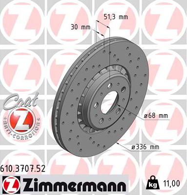 Zimmermann 610.3707.52 - Bremžu diski ps1.lv