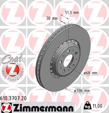 Zimmermann 610.3707.20 - Bremžu diski ps1.lv