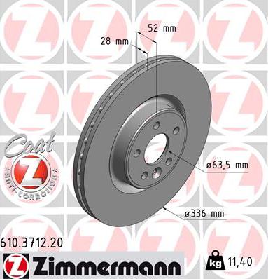 Zimmermann 610.3712.20 - Bremžu diski ps1.lv