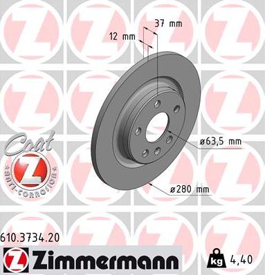 Zimmermann 610.3734.20 - Bremžu diski ps1.lv