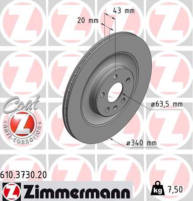 Zimmermann 610.3730.20 - Bremžu diski ps1.lv