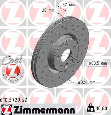 Zimmermann 610.3729.52 - Bremžu diski ps1.lv