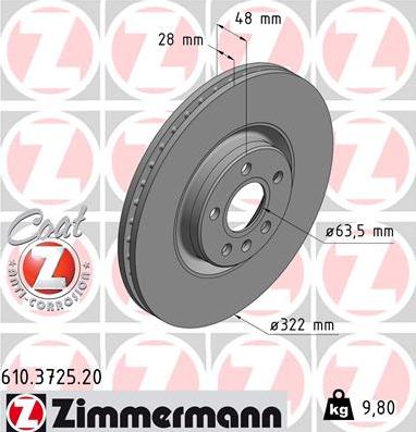 Zimmermann 610.3725.20 - Bremžu diski ps1.lv