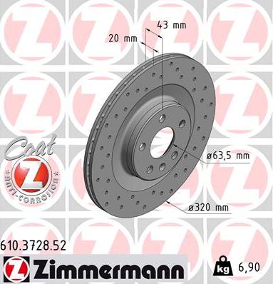 Zimmermann 610.3728.52 - Bremžu diski ps1.lv