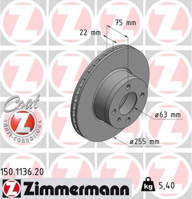 Zimmermann 150.1136.20 - Bremžu diski ps1.lv