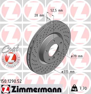 Zimmermann 150.1290.52 - Bremžu diski ps1.lv