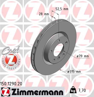 Zimmermann 150.1290.20 - Bremžu diski ps1.lv