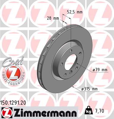 Zimmermann 150.1291.20 - Bremžu diski ps1.lv