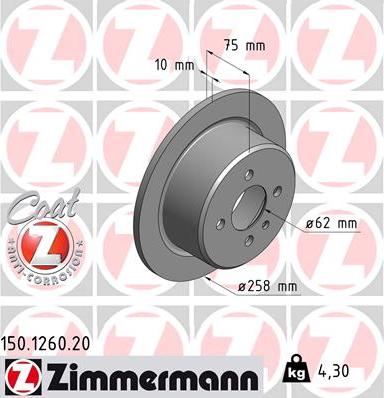 Zimmermann 150.1260.20 - Bremžu diski ps1.lv