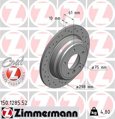 Zimmermann 150.1285.52 - Bremžu diski ps1.lv