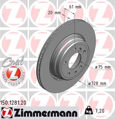 Zimmermann 150.1281.20 - Bremžu diski ps1.lv