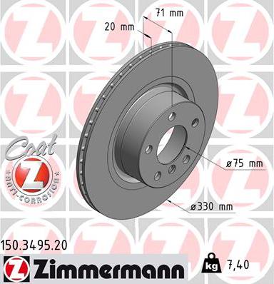 Zimmermann 150.3495.20 - Bremžu diski ps1.lv