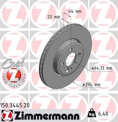 Zimmermann 150.3445.20 - Bremžu diski ps1.lv