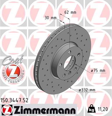 Zimmermann 150.3447.52 - Bremžu diski ps1.lv