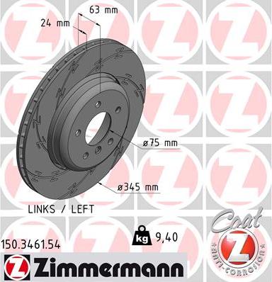 Zimmermann 150.3461.54 - Bremžu diski ps1.lv