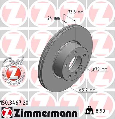 Zimmermann 150.3467.20 - Bremžu diski ps1.lv