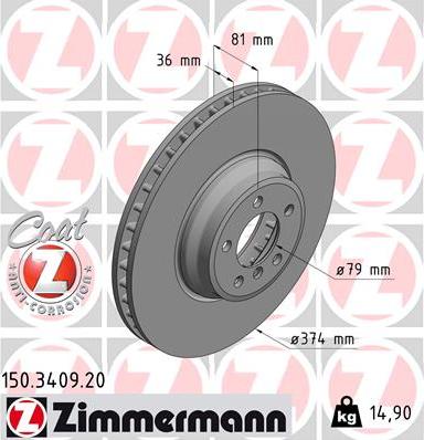 Zimmermann 150.3409.20 - Bremžu diski ps1.lv