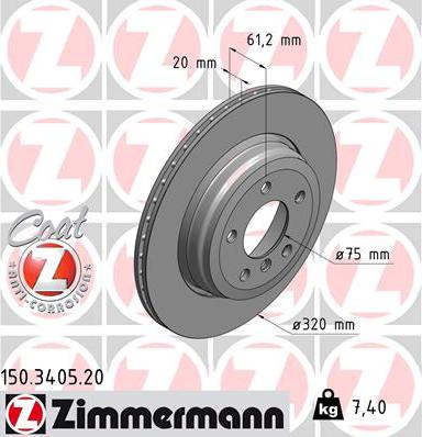 Zimmermann 150.3405.20 - Bremžu diski ps1.lv