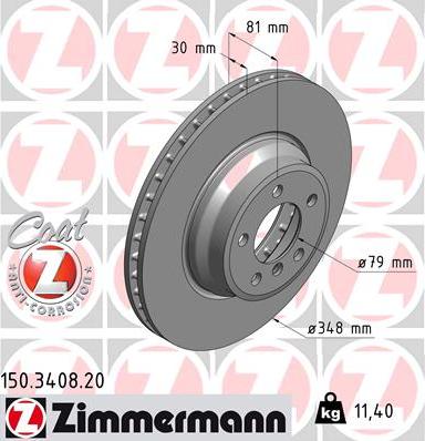 Zimmermann 150.3408.20 - Bremžu diski ps1.lv