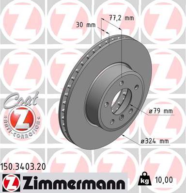 Zimmermann 150.3403.20 - Bremžu diski ps1.lv