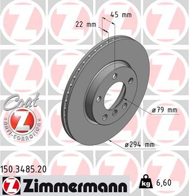 Zimmermann 150.3485.20 - Bremžu diski ps1.lv