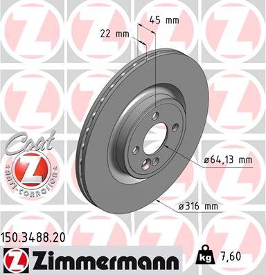 Zimmermann 150.3488.20 - Bremžu diski ps1.lv