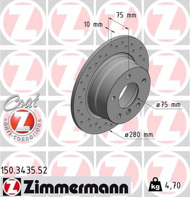 Zimmermann 150.3435.52 - Bremžu diski ps1.lv