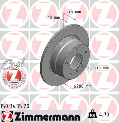 Zimmermann 150.3435.20 - Bremžu diski ps1.lv