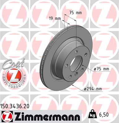 Zimmermann 150.3436.20 - Bremžu diski ps1.lv