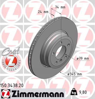 Zimmermann 150.3438.20 - Bremžu diski ps1.lv