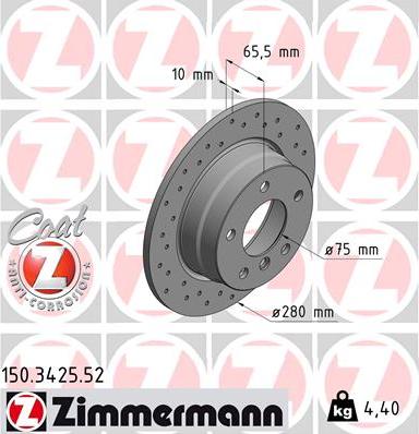 Zimmermann 150.3425.52 - Bremžu diski ps1.lv