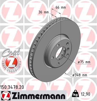 Zimmermann 150.3478.20 - Bremžu diski ps1.lv