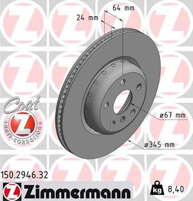 Zimmermann 150.2946.32 - Bremžu diski ps1.lv