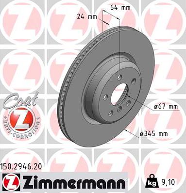 Zimmermann 150.2946.20 - Bremžu diski ps1.lv