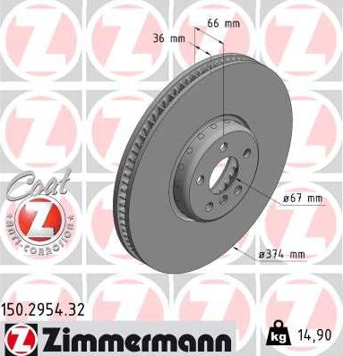 Zimmermann 150.2954.32 - Bremžu diski ps1.lv