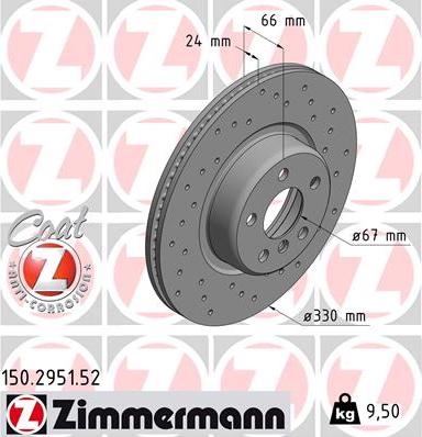 Zimmermann 150.2951.52 - Bremžu diski ps1.lv