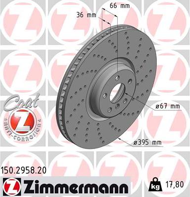 Zimmermann 150.2958.20 - Bremžu diski ps1.lv