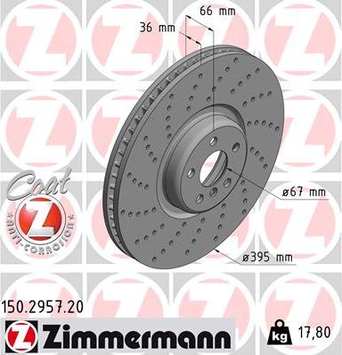 Zimmermann 150.2957.20 - Bremžu diski ps1.lv