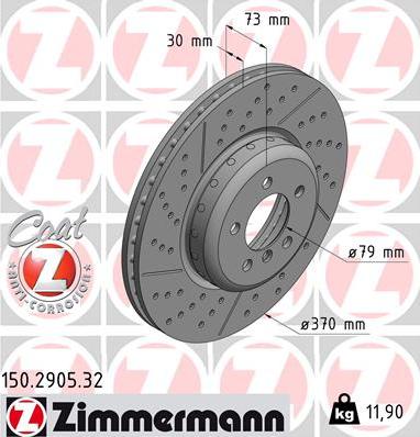 Zimmermann 150.2905.32 - Bremžu diski ps1.lv