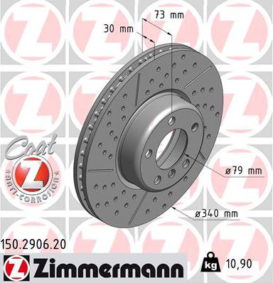 Zimmermann 150.2906.20 - Bremžu diski ps1.lv