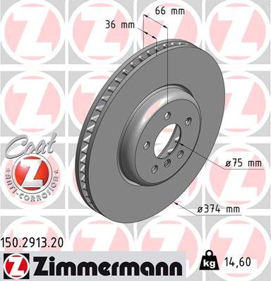 Zimmermann 150.2913.20 - Bremžu diski ps1.lv