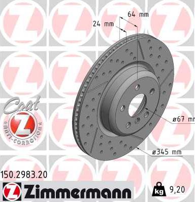 Zimmermann 150.2983.20 - Bremžu diski ps1.lv