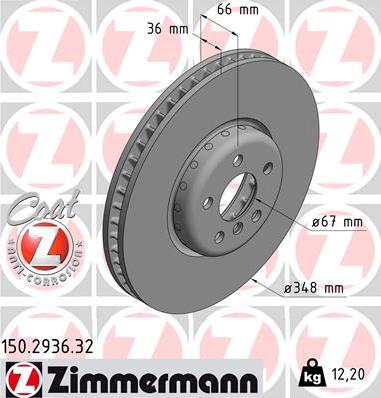 Zimmermann 150.2936.32 - Bremžu diski ps1.lv